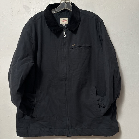 WRANGLER Mens Canvas Workwear Jacket QUILTED LINING Black S 2XL